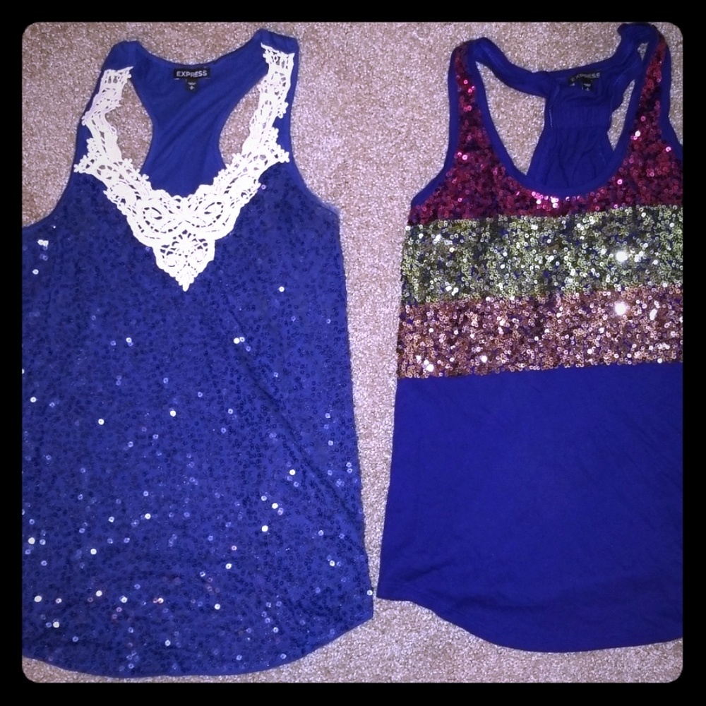 2 Express Tank Tops Bundle Lot Sequin Shirts